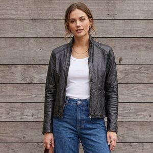 Vintage Cellini Oversized Patchwork Leather Jacket 90s NEW size Small